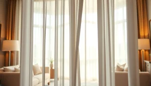 Verduisterende gordijnen in een gezellige woonkamer met elegante stoffen en mooie texturen.