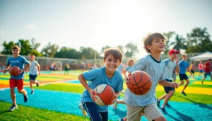 Active boys participating in Multi Sports Camps for Boys, enjoying team sports and camaraderie outside.