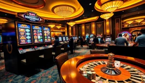 Rasakan sensasi permainan slot deposit pulsa dalam suasana kasino mewah.