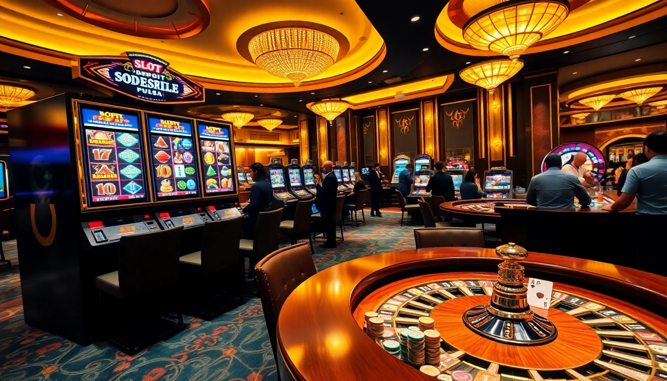 Rasakan sensasi permainan slot deposit pulsa dalam suasana kasino mewah.