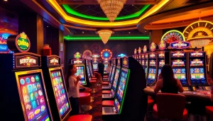 Rasakan sensasi mendebarkan di mesin slot deposit pulsa dengan lampu-lampu warna-warni dan pemain yang beruntung.