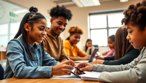 Education setting showcasing diverse students collaborating on innovative learning projects.