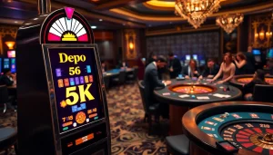 Players engaging with slot depo 5k machines in a vibrant casino atmosphere.