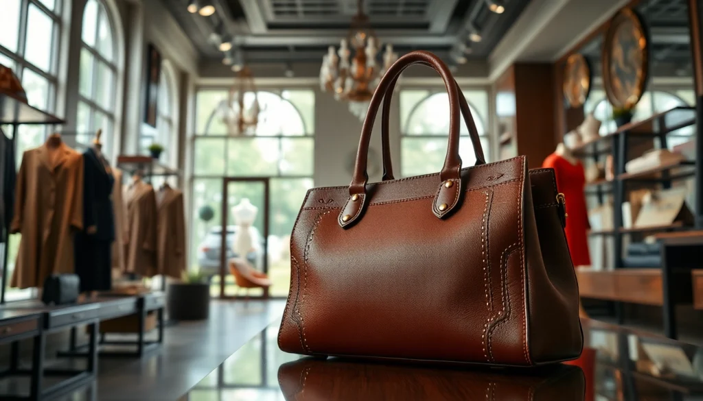 레플리카 럭셔리 핸드백이 부티크에서 세련되게 전시된 모습