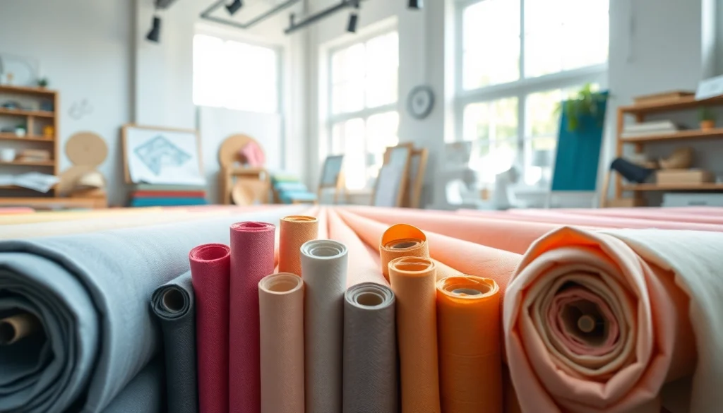 Dunne katoen stof in een levendige stoffen studio met heldere lichten en pastelkleuren.