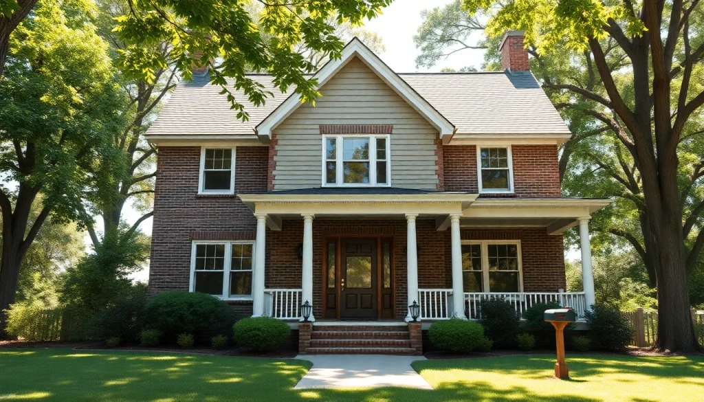 Elegant Winchester Foursquare Revival home featuring a lush garden, bright sunlight, and classic architectural details.