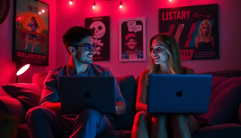 Engaged users exploring the best NSFW AI chatbots in a cozy, intimate setting.